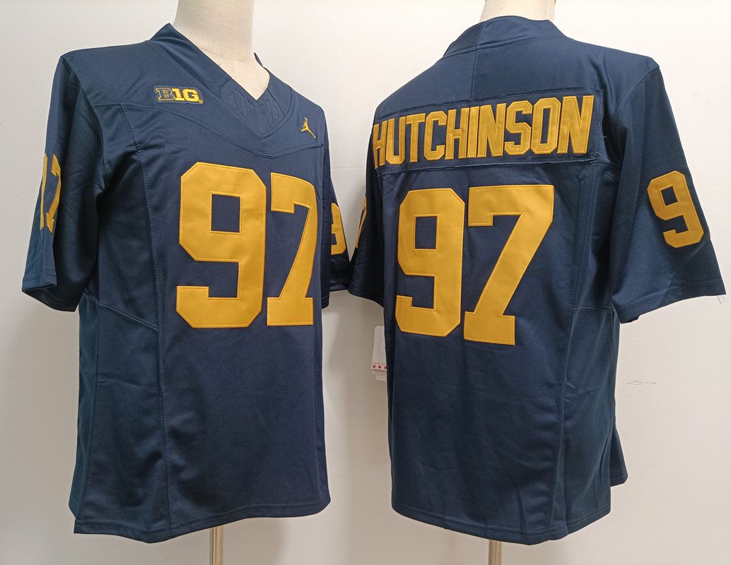Men Michigan Wolverines #97 Hutchinson Blue 2025 NCAA Jersey